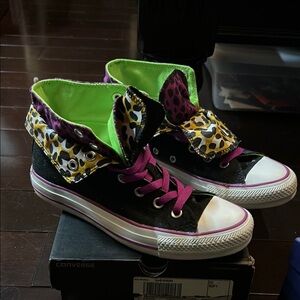 Converse Black and Purple High-Top Sneakers like new!
